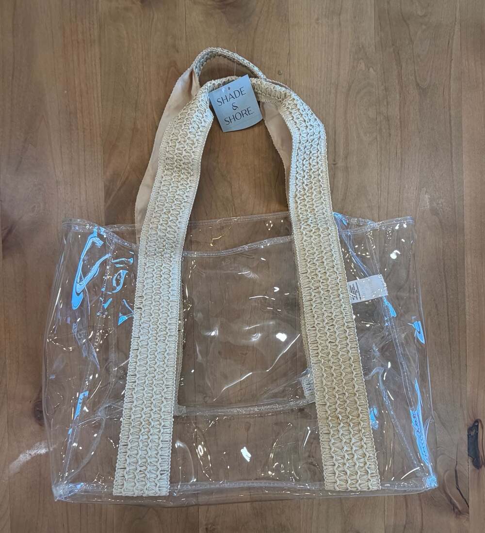 Shade & Shore Clear Tote Beach Bag with Woven Straps New with tags